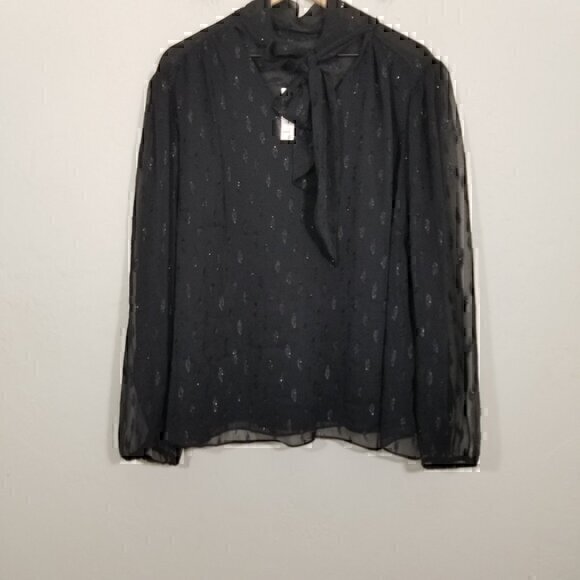 NWT Alfani Long Sleeve Top Blouse Deep Black Size 4X - Picture 1 of 6